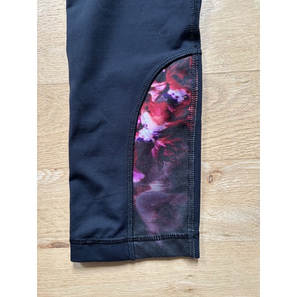 Lululemon‎ Run Reflect Crop Leggings Black Spring Sprung Multi Floral Cropped 4 - Picture 4 of 13